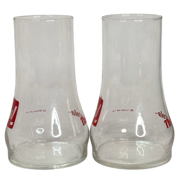 VTG SET OF (2) 7 UP Glass Tumbler THE UNCOLA Upside Down 5" Clear Drinking Cup - Picture 4 of 16